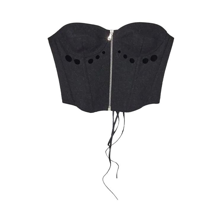 

Топ Jean Paul Gaultier Center Zip Bustier Top Dark Grey, серый