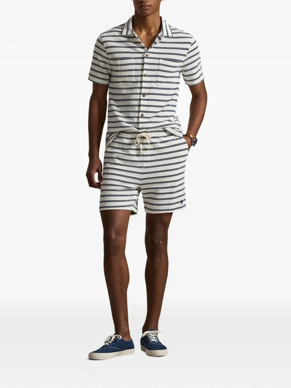 Полосатые шорты с кулиской POLO RALPH LAUREN, бежевый — фото 2
