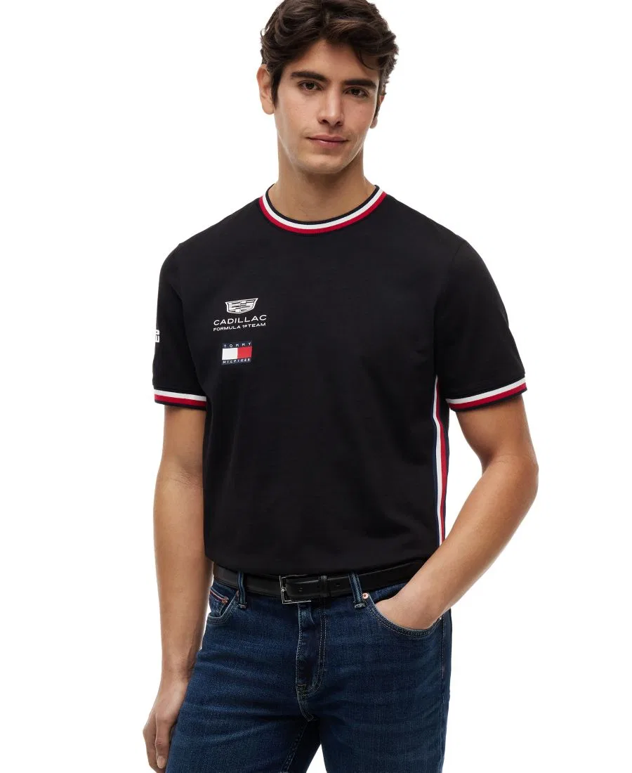 Мужская реплика футболки с коротким рукавом Cadillac F1 Tommy Hilfiger, Black