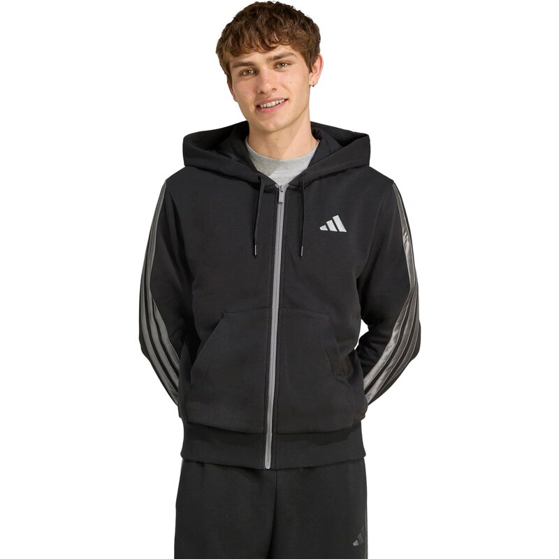Праздничная толстовка с тремя полосками Adidas, черный — фото 2