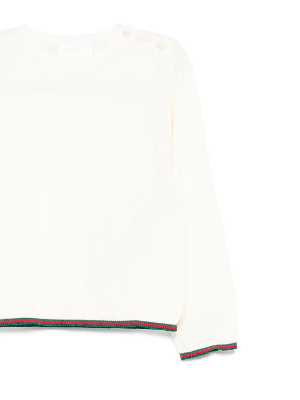 Свитер с контрастной каймой Gucci Kids, белый — фото 3