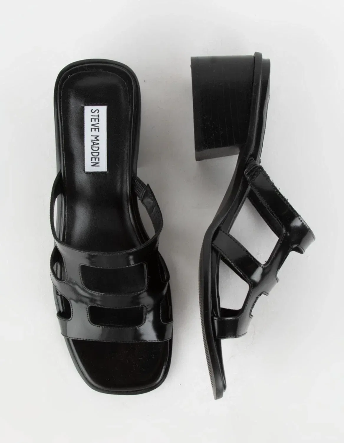Мужские сандалии Steve Madden Princess из черной кожи на блочном каблуке, модель ZAP1307 — фото 3