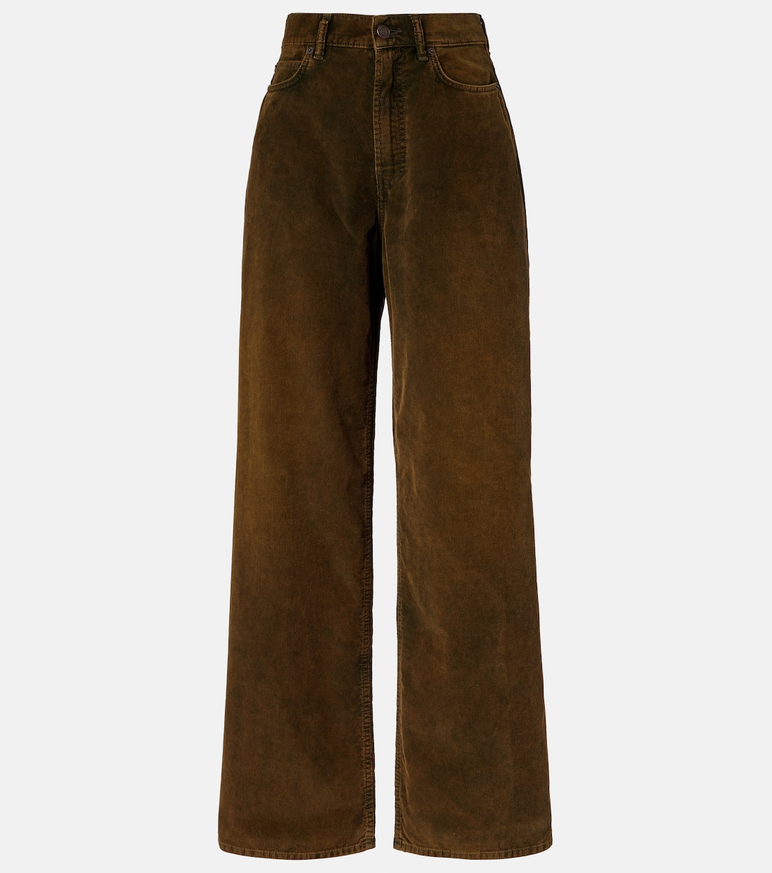 

Брюки широкие из хлопкового вельвета со средней посадкой Acne Studios, Olive Green