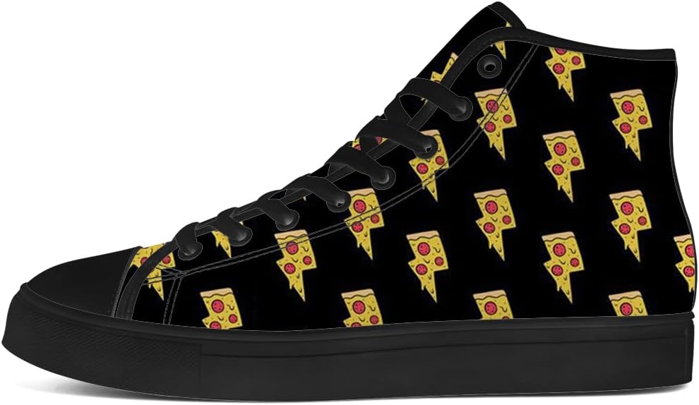Кеды chebing Pizza High Top на высокой подошве для мужчин и женщин, высокие кроссовки на шнуровке, повседневная обувь, подарок для парня или девушки, черный/желтый — фото 3