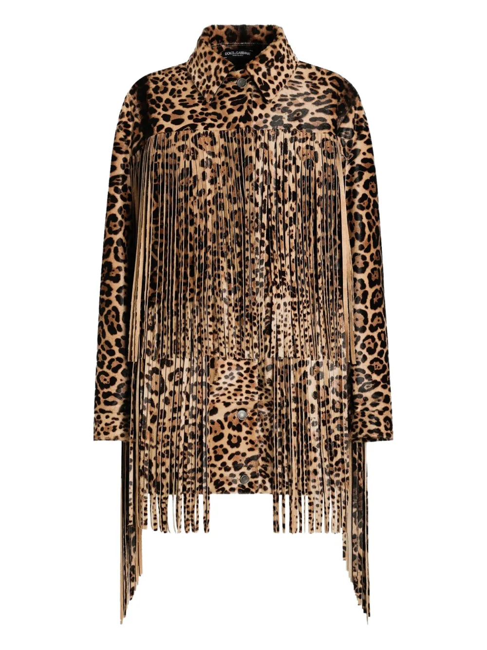

Пальто с леопардовым принтом и бахромой DOLCE & GABBANA, коричневый