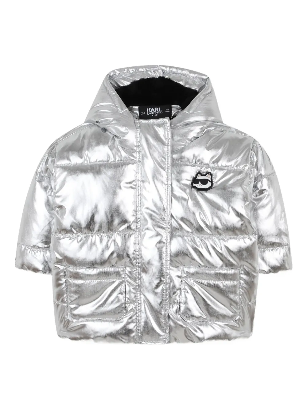

Пуховик с эффектом металлик KARL LAGERFELD KIDS, серебряный