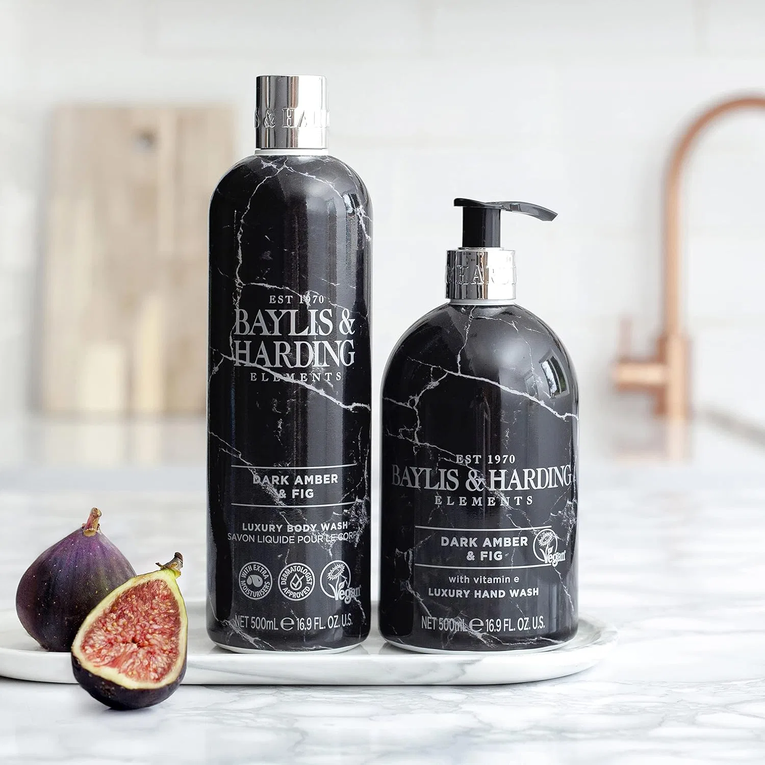 Набор роскошных гелей для душа Baylis & Harding Elements Dark Amber & Fig 500 мл, 4 шт. Baylis & Harding — фото 4
