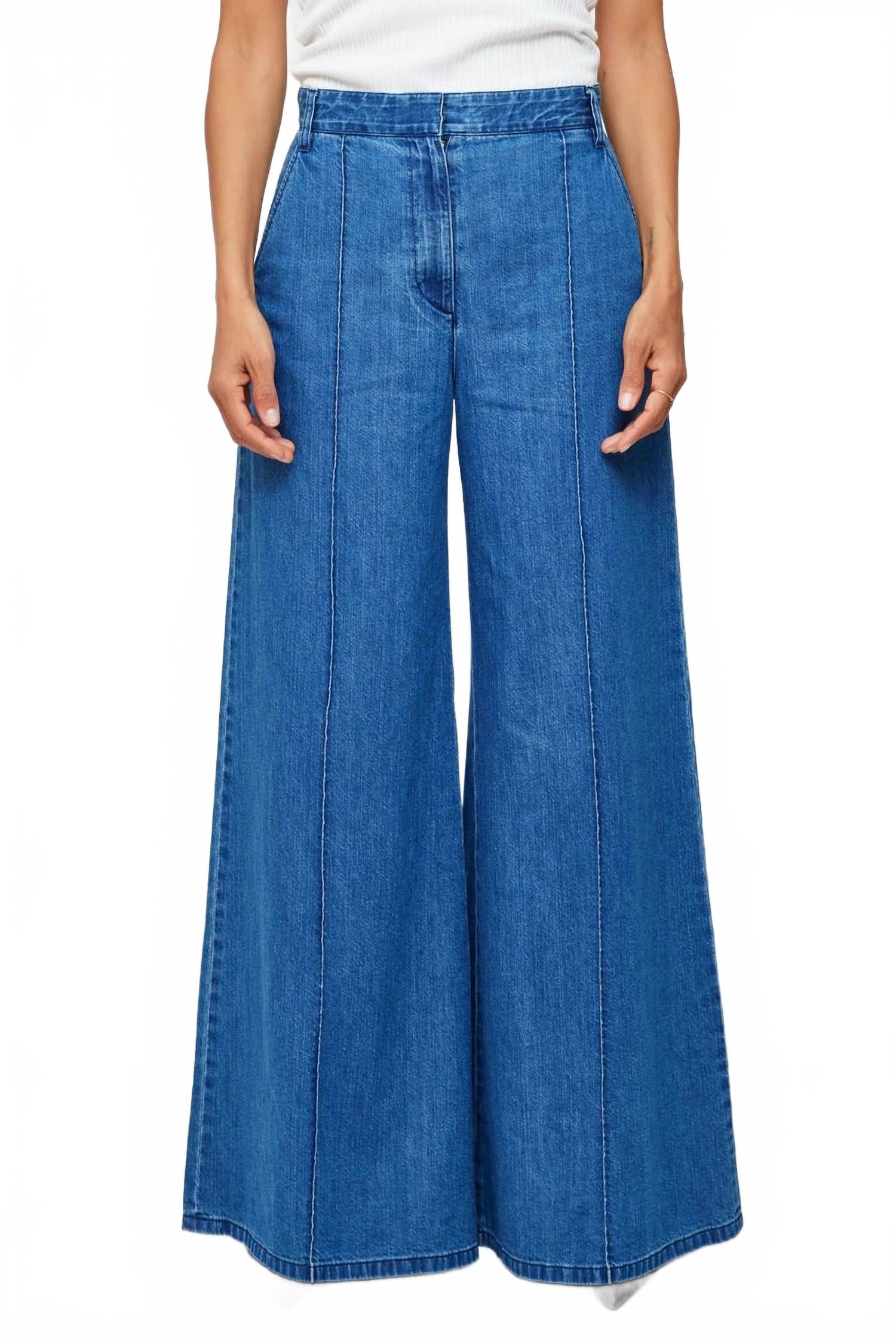 

Джинсовые брюки такк с широкими штанинами в синем цвете Moussy