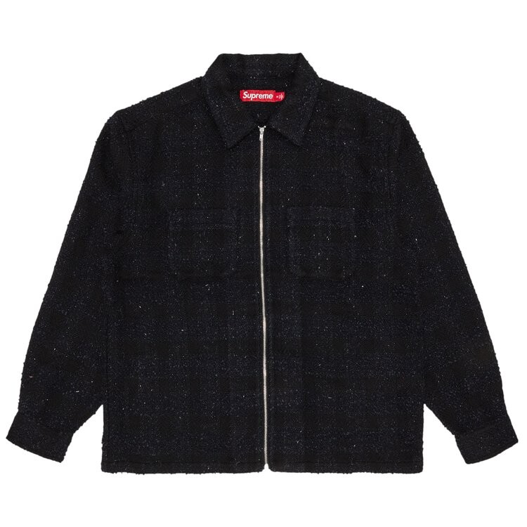 

Рубашка Supreme Bouclé Zip Up Shirt, черный