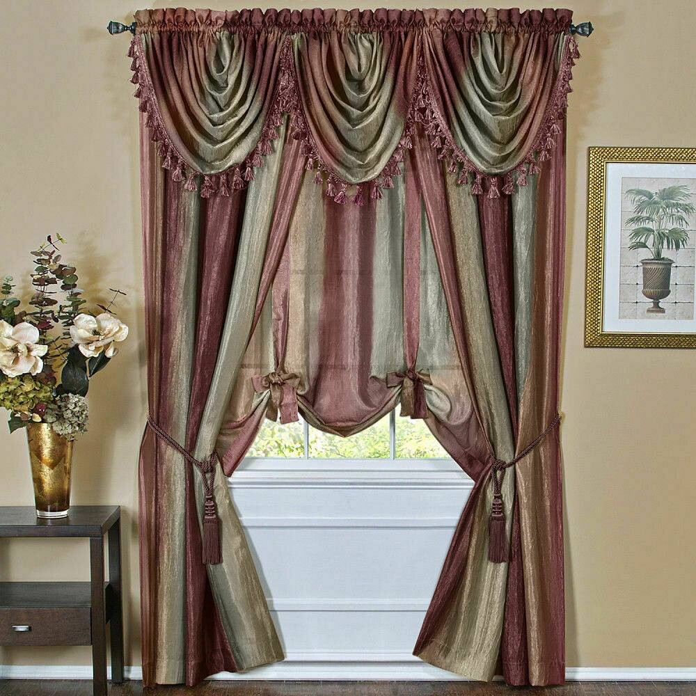 

Прозрачные атласные шторы и подзоры для одного окна Goodgram Ombre, цвет Burgundy