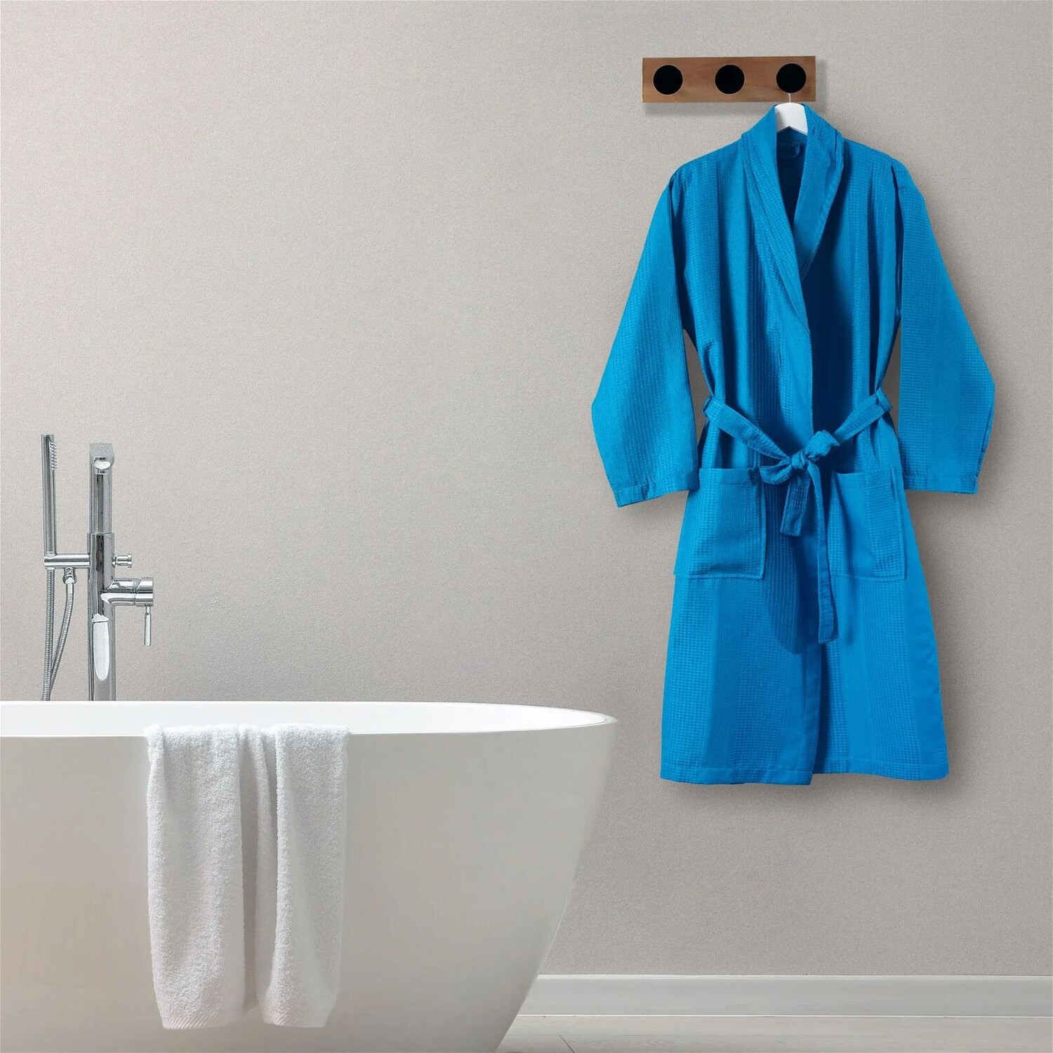 

Мягкий мужской вафельный халат Evidea - синий - S/M