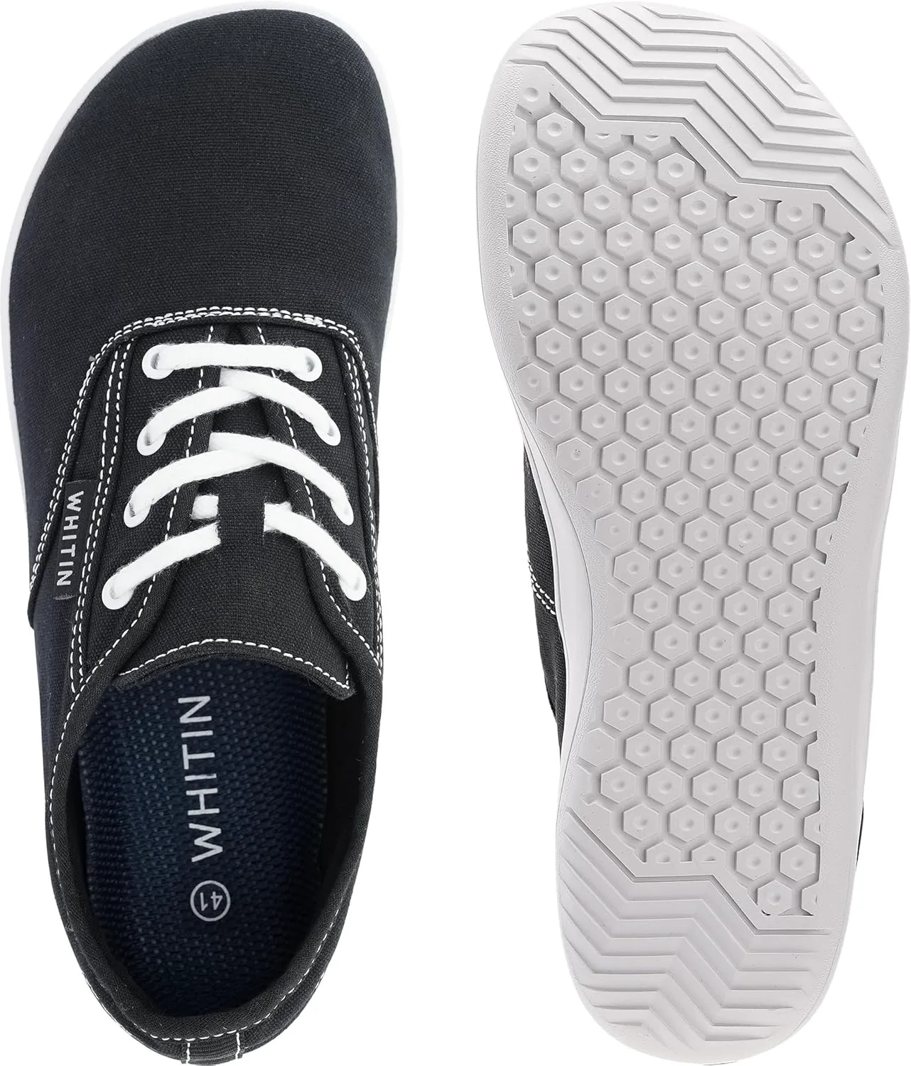 

Мужские широкие кеды WHITIN из холщовой ткани | Подошва с нулевым перепадом | Минималистичная обувь, белый