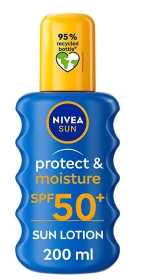 

Nivea, Солнцезащитный крем-спрей для защиты и увлажнения Spf50+, 200 мл