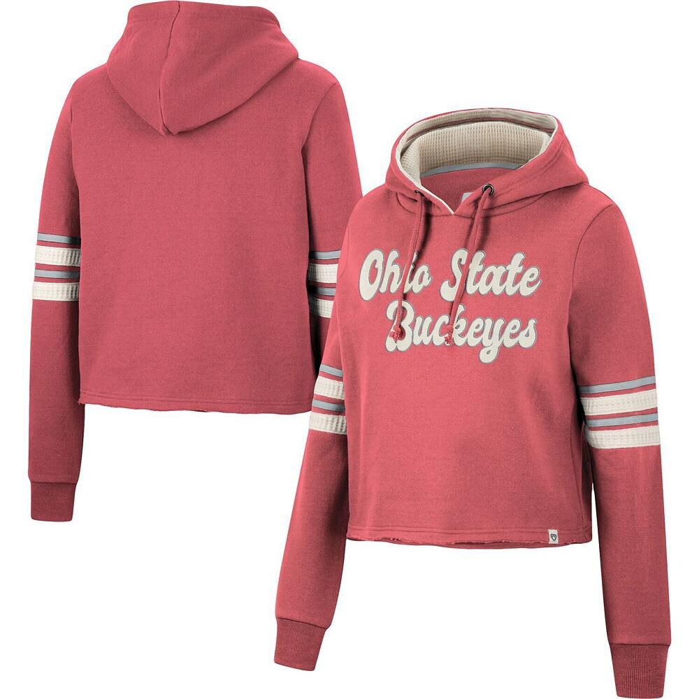 

Женский укороченный пуловер с капюшоном в стиле ретро Colosseum Scarlet Ohio State Buckeyes, цвет Osu Red