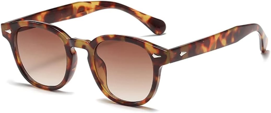 

Модные овальные солнцезащитные очки для женщин в стиле ретро с заклепками, защита от УФ-излучения UV400, трендовые мужские очки с прозрачными линзами Ocean UUPTTPL, Leopard Tea Gradient