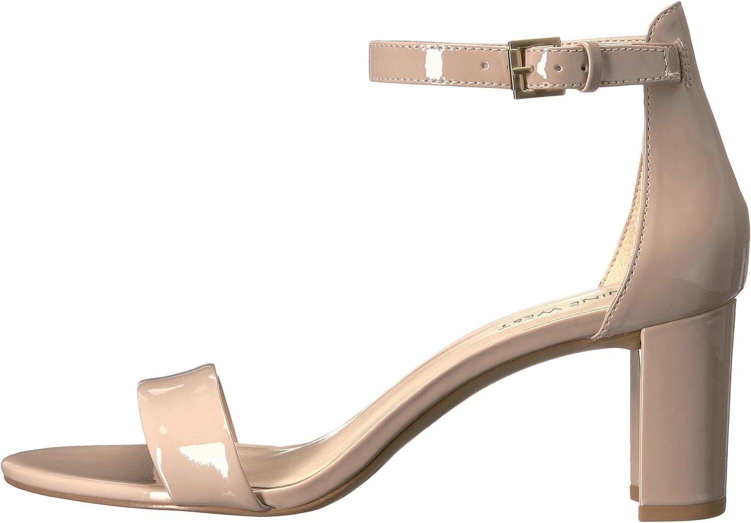 Босоножки Pruce Block Heel Sandal Nine West, цвет Natural Sleek Patent PU — фото 4
