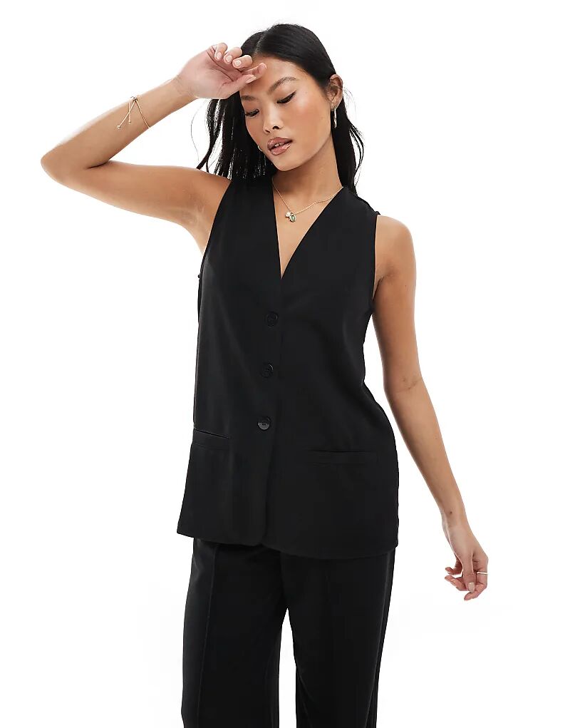 

Жилет Vero Moda Petite удлиненный из крепового джерси, черный