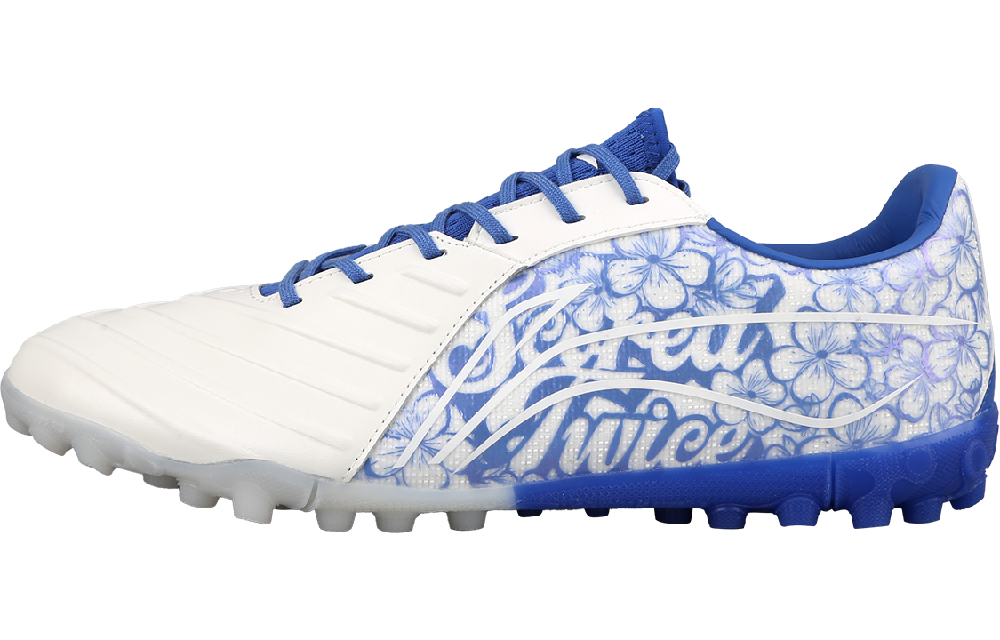 

LINING ЛиНинг Джин ТФ резиновые сломанные шипы для твердого грунта, искусственное покрытие амортизирующие футбольные бутсы мужские сине-белый фарфор, цвет Blue and White Porcelain