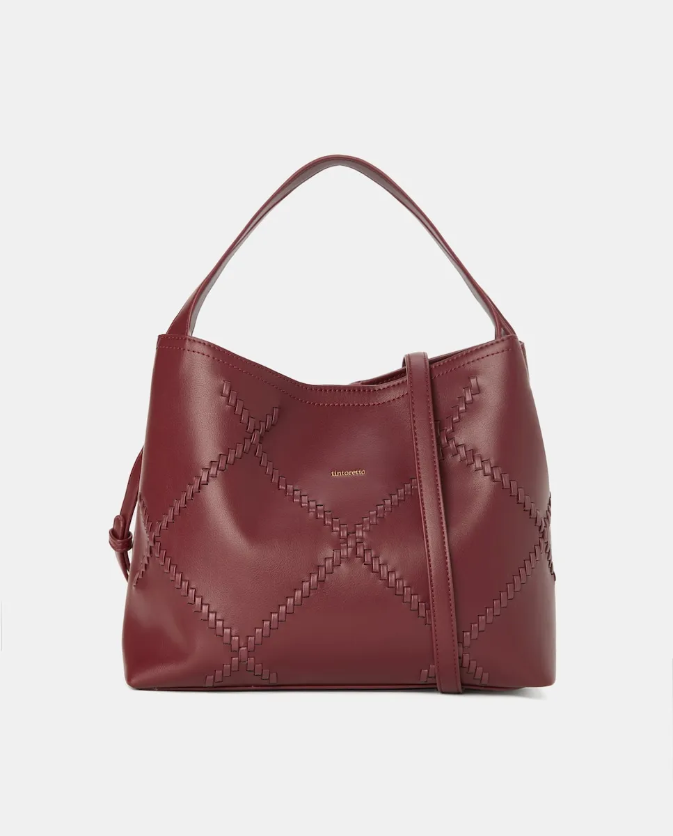 

Средний размер Сумка-шоппер с плетением и ремешком через плечо Tintoretto, бордовый