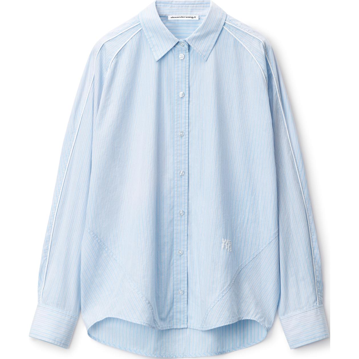

Рубашка T By с асимметричным подолом в полоску Alexander Wang, светло-голубой