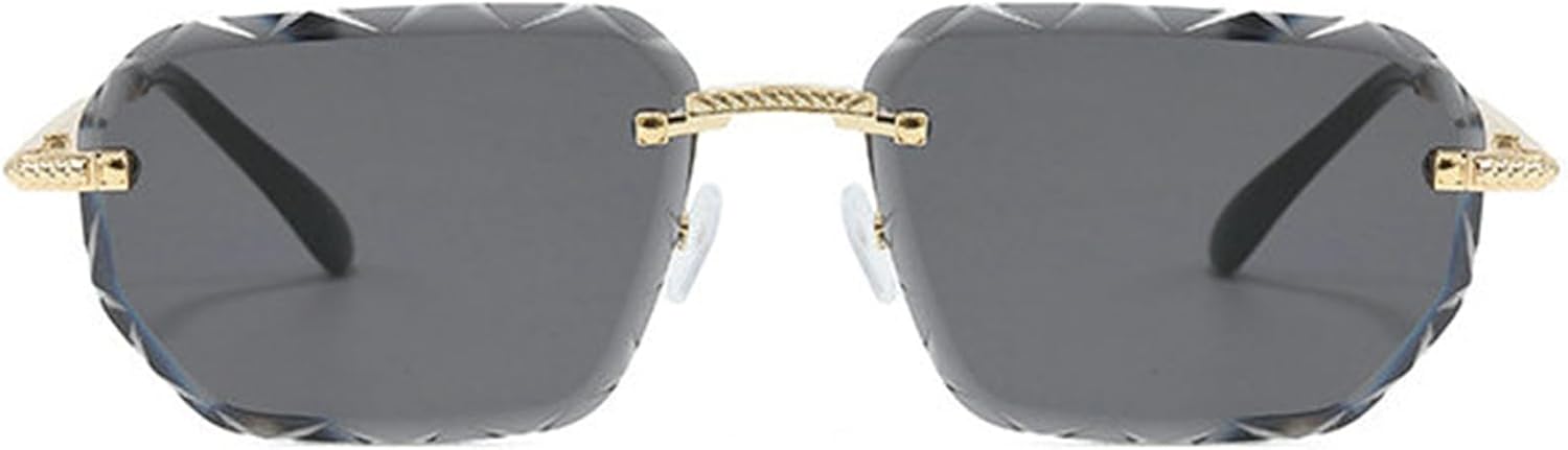 

Солнцезащитные очки Willochra без оправы с алмазной огранкой, винтажные квадратные солнцезащитные очки с градиентным переходом цвета, мужские и женские, металлические, модные, в стиле панк, трендовые очки, C1