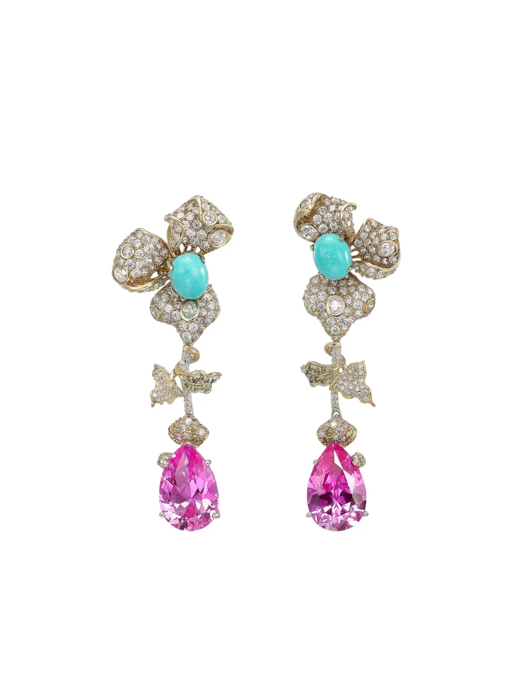 

Серьги Orient из желтого золота 750 пробы с несколькими вставками Anabela Chan, розовый