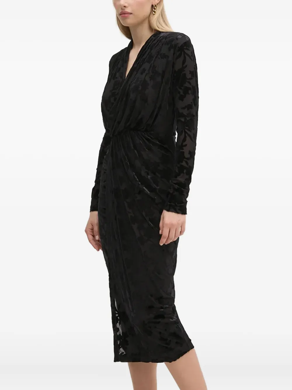 

Платье миди с длинными рукавами и цветочным принтом Dvf Diane Von Furstenberg, черный