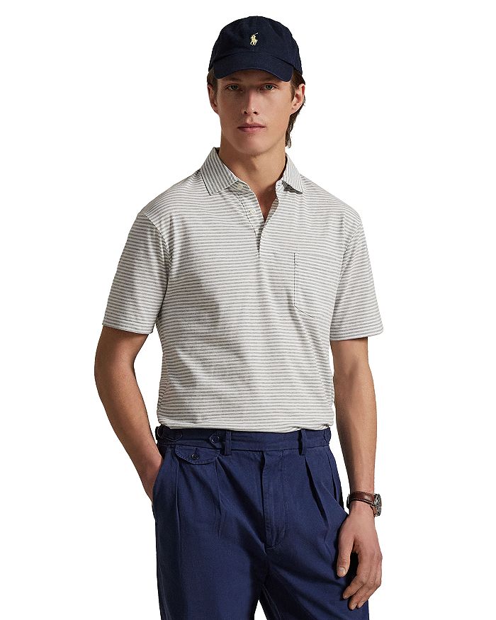 

Классическая полосатая рубашка-поло из лайкры Polo Ralph Lauren, серый