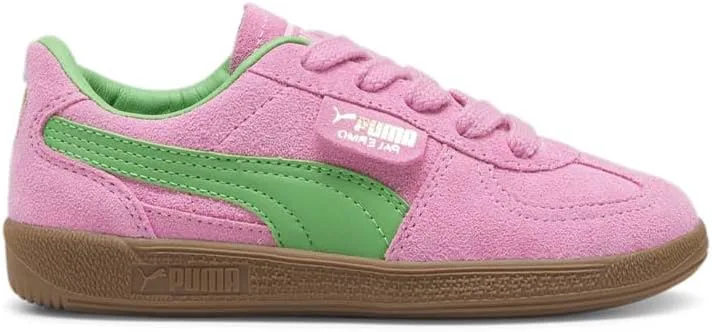 Детские кроссовки PUMA Palermo на шнуровке для мальчиков, повседневные - розовые, розовый/зеленый — фото 4