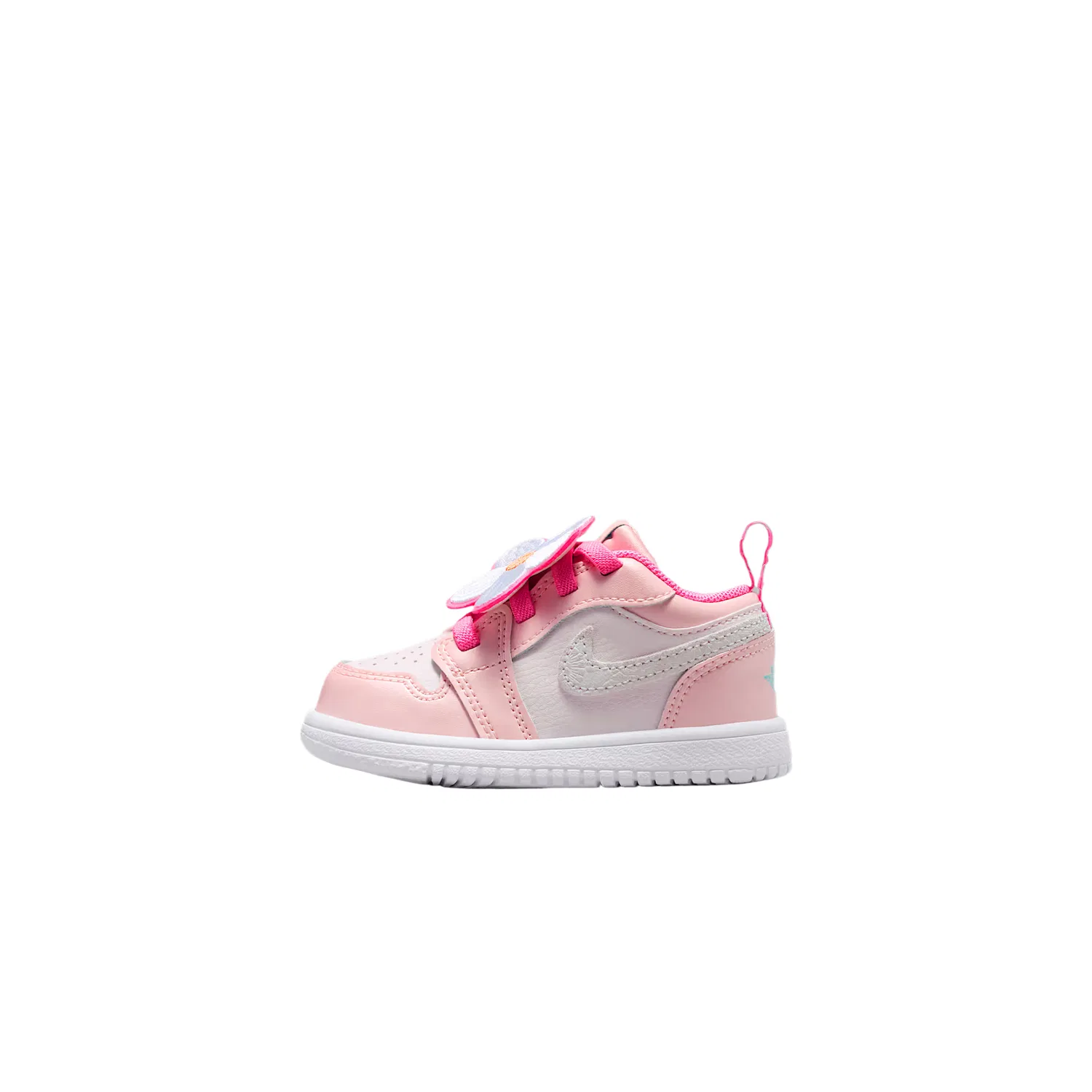 Кроссовки Air 1 Leather Low top для малышей Jordan, Pink Radiance/Pink Bloom/Bright Orange/Light Aqua Blue