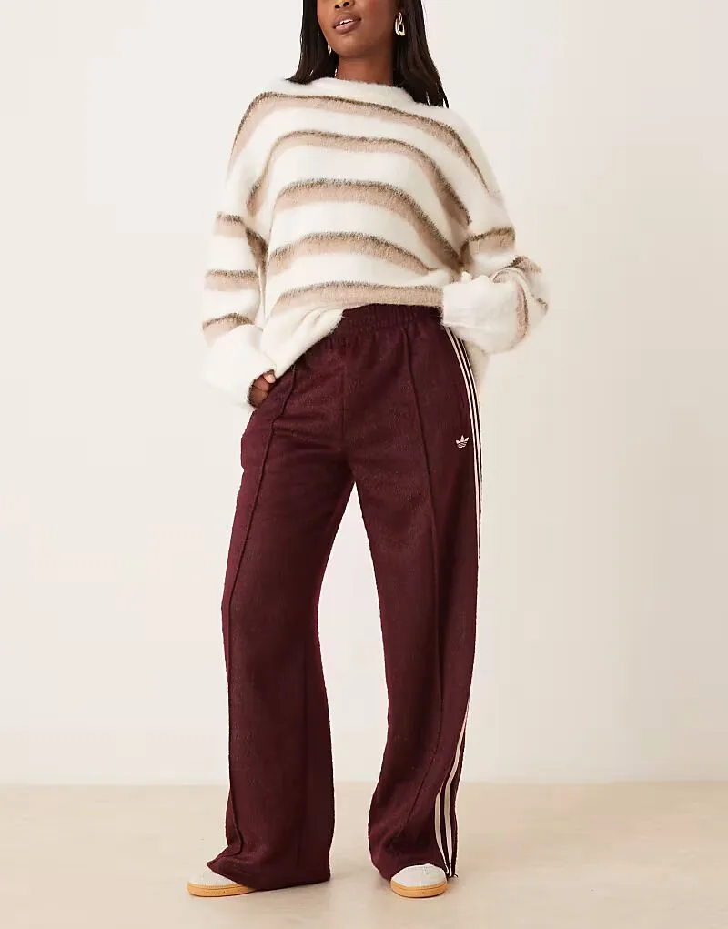 Спортивные брюки Adidas Originals Firebird из мягкой ткани бордового цвета — фото 2