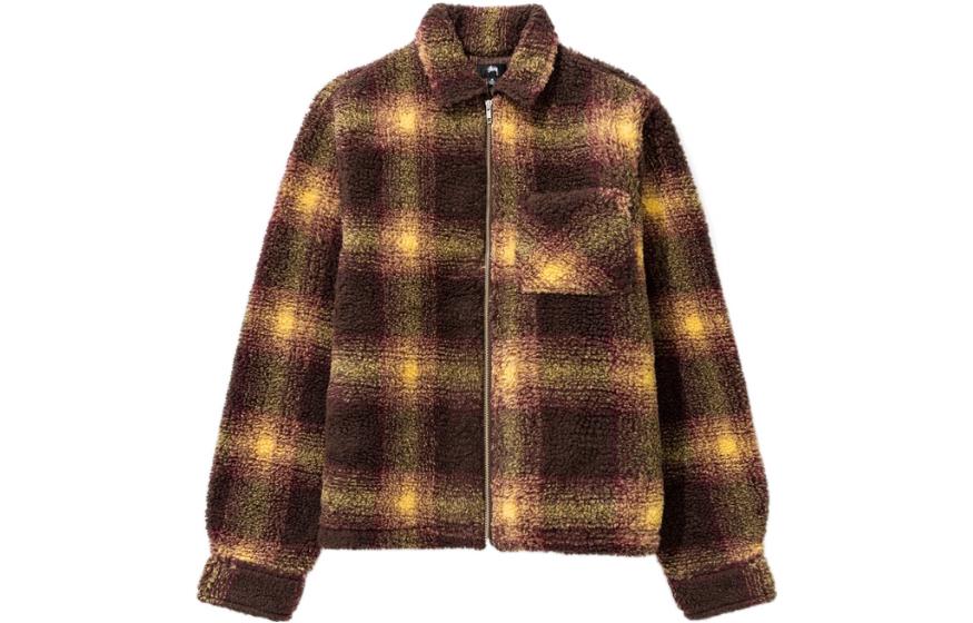 

Толстовка Shadow Plaid Sherpa Zip Stussy, черная, Черный, Толстовка Shadow Plaid Sherpa Zip Stussy, черная