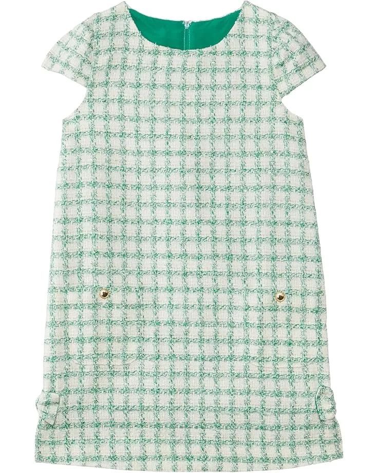 Платье Lilly Pulitzer Kids Little Lilly Short Sleeve (Toddler/Little Kid/Big Kid), Fiddle Leaf Green Windowpane Boucle