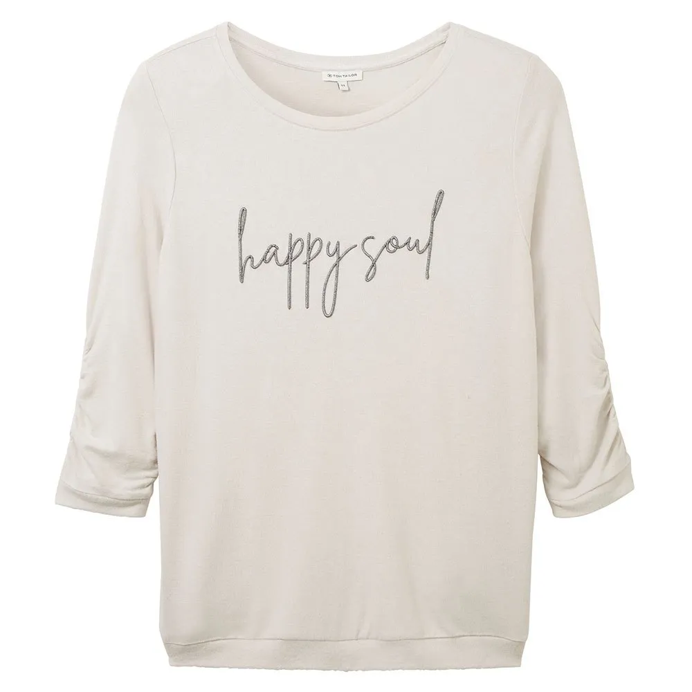 

Футболка Tom Tailor 1038833 Cosy Wording 3/4 sleeve, бежевый