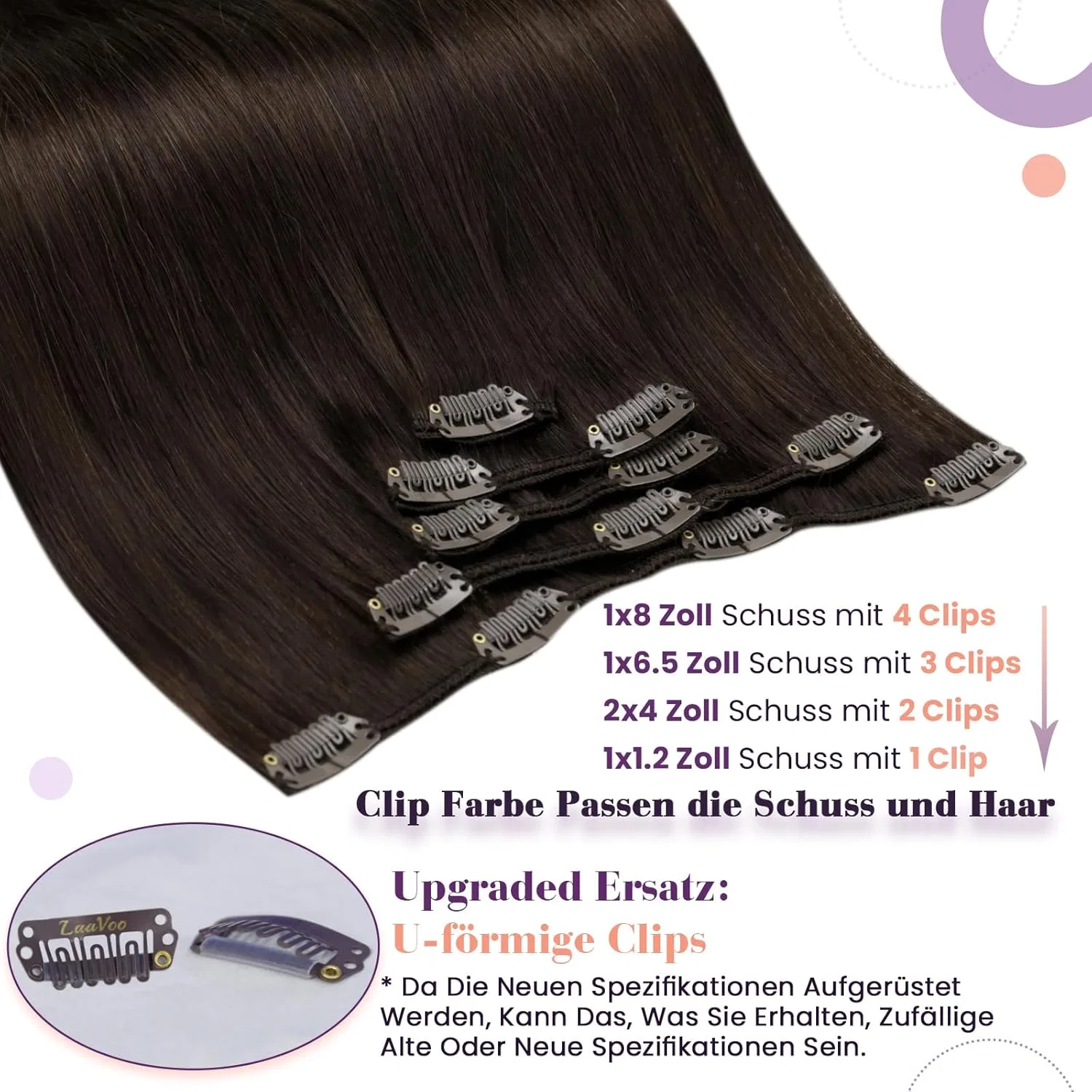 Накладные волосы на заколках LaaVoo из натуральных волос Laavoo — фото 2