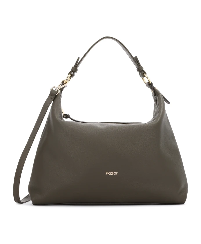 

Сумка из мягкой кожи оливкового цвета Kazar, зеленый