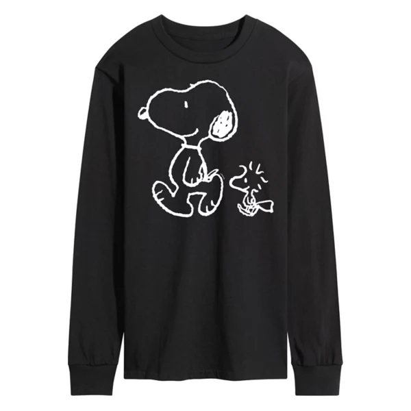 

Мужская футболка с длинным рукавом Peanuts Snoopy Woodstock Walk Licensed Character, черный