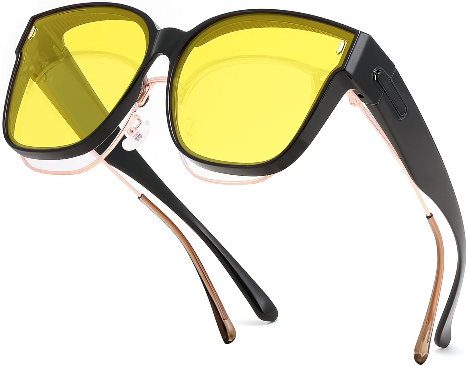 

Поляризованные солнцезащитные очки FEISEDY, надеваемые поверх обычных очков, для мужчин и женщин, большие квадратные солнцезащитные очки с защитой UV400, артикул B4187, Black/Yellow