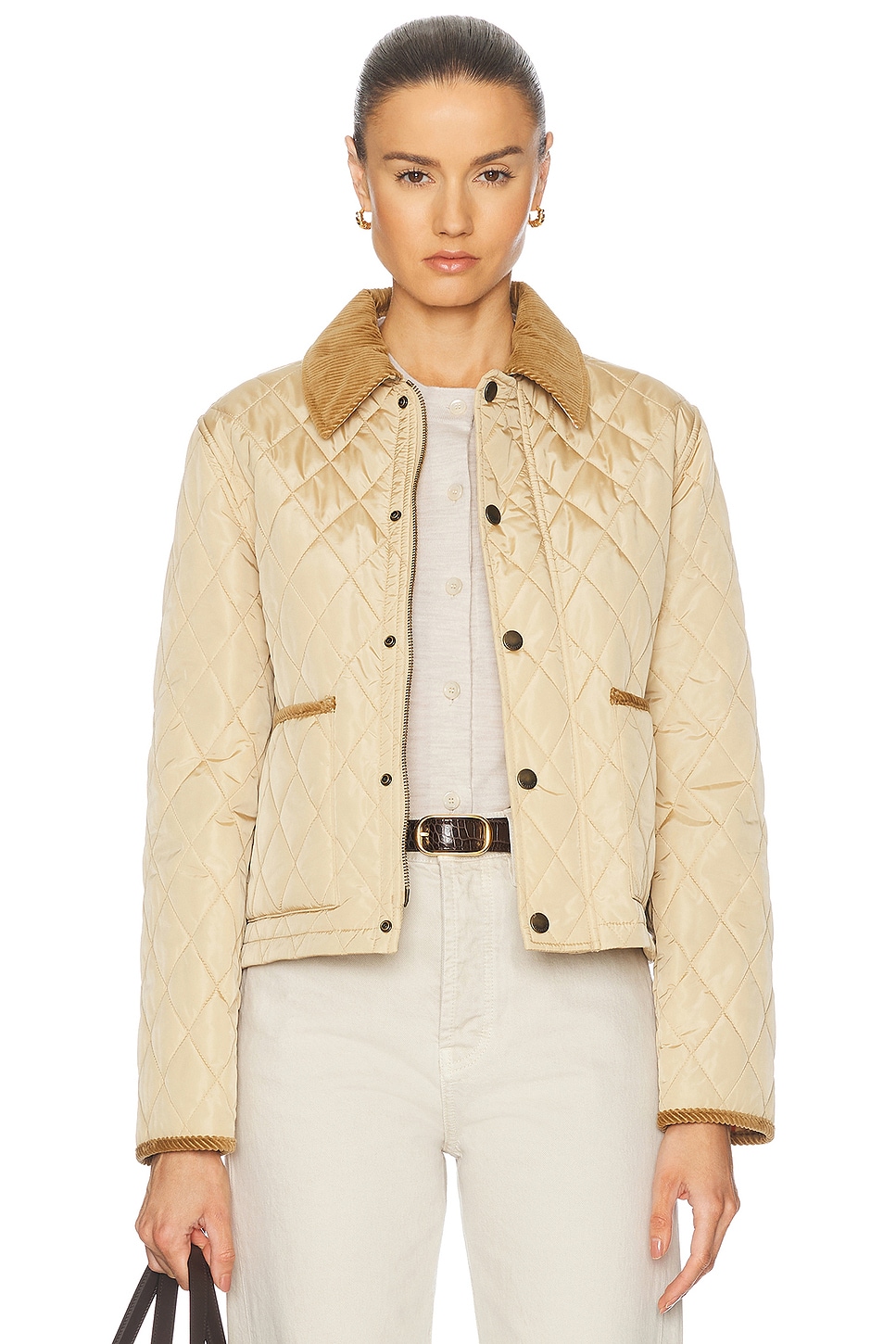

Короткая стёганая куртка Burberry, Flax & Sand Ip Check