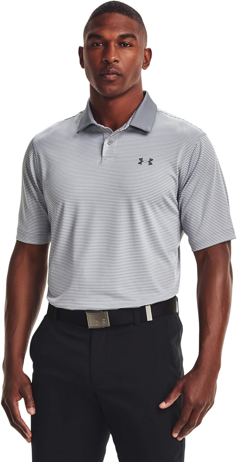 

Under Armour мужская поло для гольфа Performance Stripe, Steel (035)/Pitch Gray