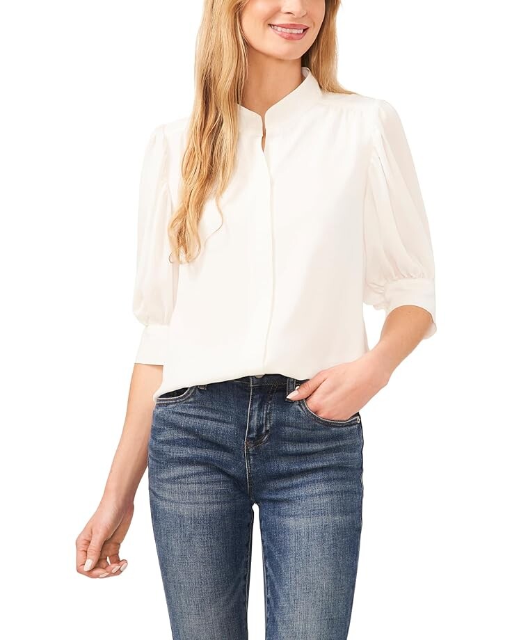 

Блуза CeCe Elbow Sleeve Open Collar, цвет New Ivory