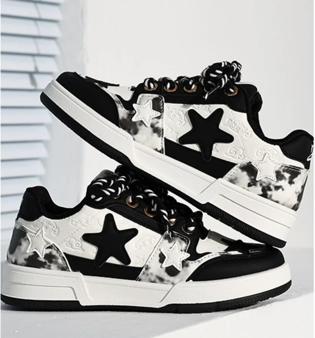 Star Shoes Милые кроссовки Y2k Толстые повседневные кроссовки для прогулок Унисекс Для пар Девочек Противоскользящие Удобные Для путешествий На открытом воздухе Для спорта Для школы Размер 5.5-9.5 Generic, черный — фото 4