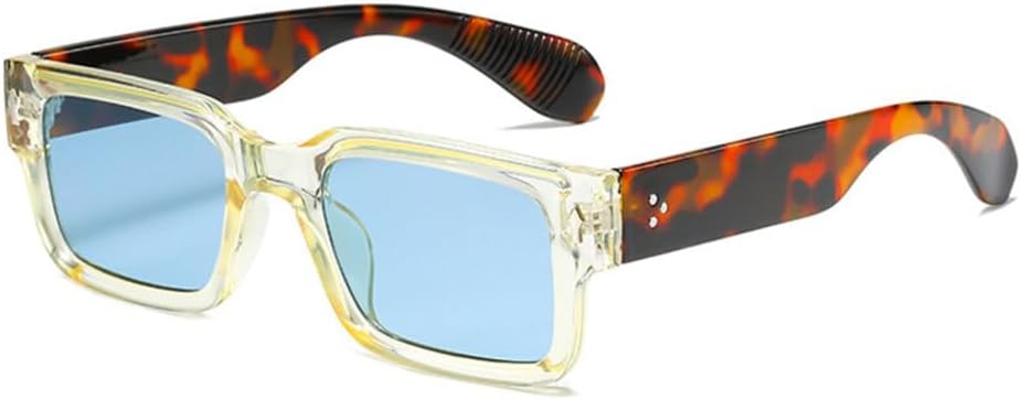 

Модные солнцезащитные очки контрастных цветов для женщин, ретро, ​​чайно-зеленые, градиентные, UV400; для мужчин, трендовые панк-очки с заклепками TYUVIVO, Yellow Leopard Blue