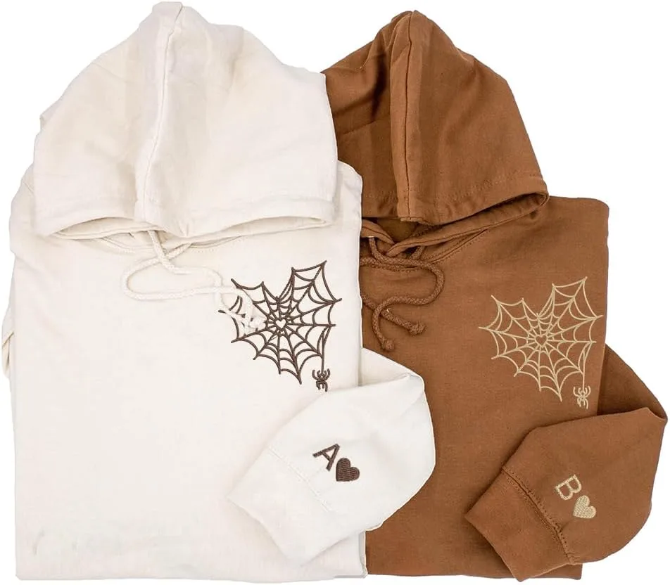 

Кастомизированный худи с вышивкой паутиной для пар, Unisex LullabyMall