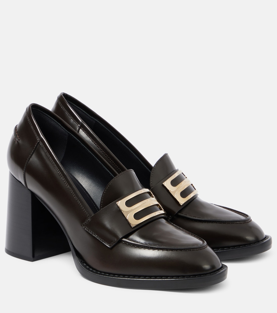 Туфли-лоферы из кожи с пряжкой B Victoria Beckham, Coffee Liqeur
