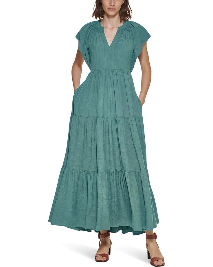 

Платье Calvin Klein Flutter Sleeve Gauze Midi, цвет Meadow