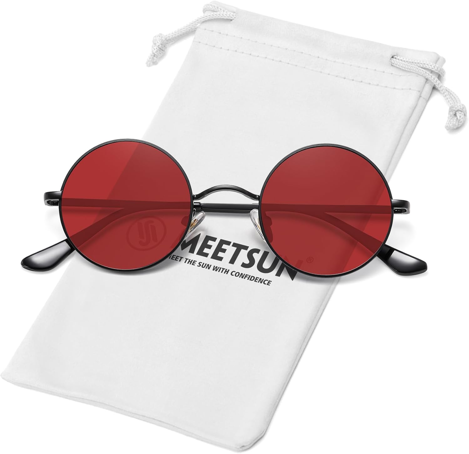 

Солнцезащитные очки MEETSUN маленькие круглые поляризованные для мужчин и женщин, металлические, в стиле ретро, ​​хиппи, круглые, для вождения, фестивалей, косплея, UV400, Black Frame-red Lens
