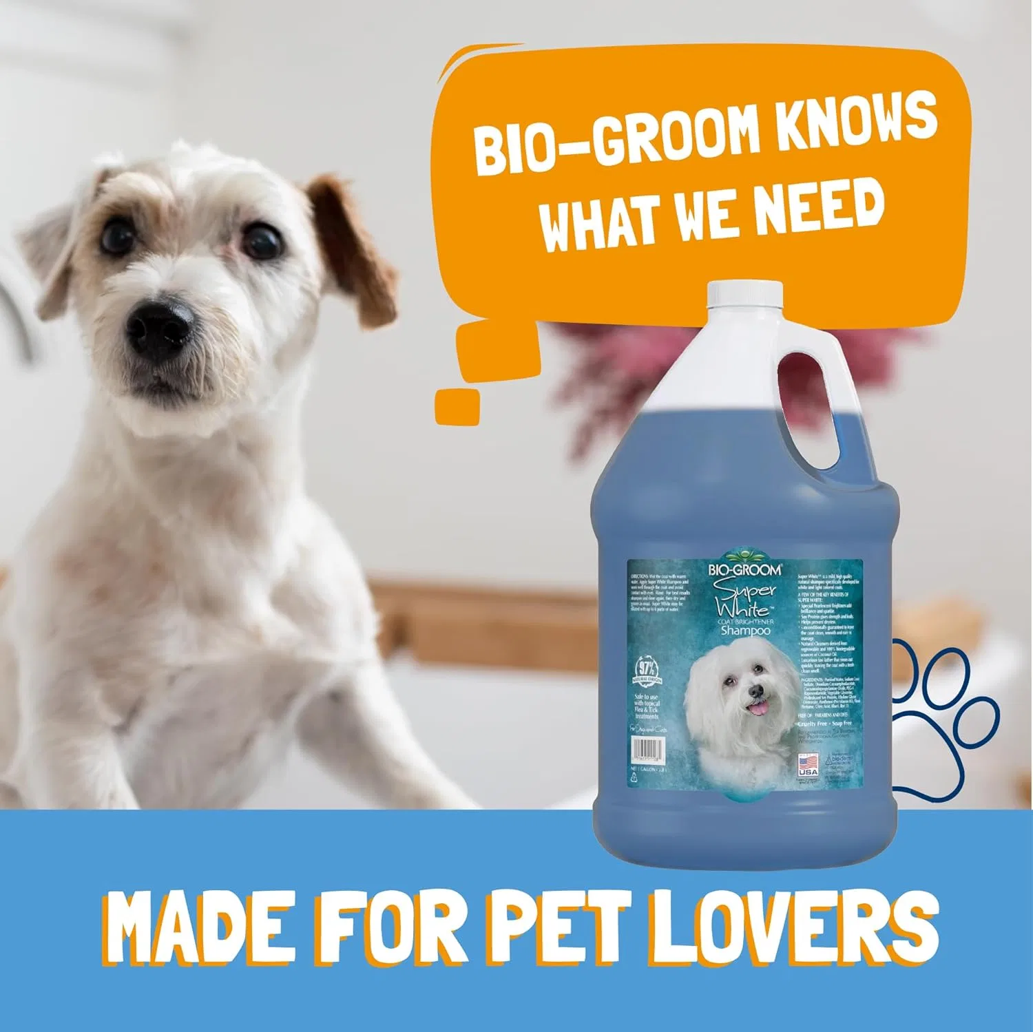 Шампунь для осветления шерсти собак «SUPER WHITE», 946 мл от Bio-Groom Bio-Groom — фото 3