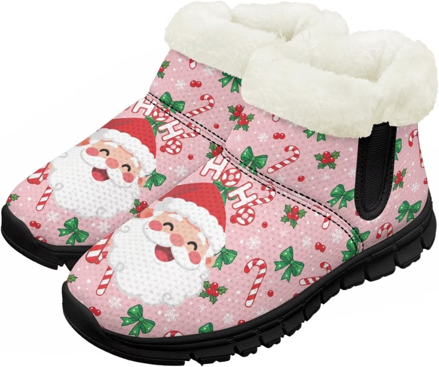 

Детские зимние ботинки Chririnla для мальчиков и девочек, утепленные и сверхлегкие с плюшевой подкладкой и противоскользящей подошвой, Santa Claus