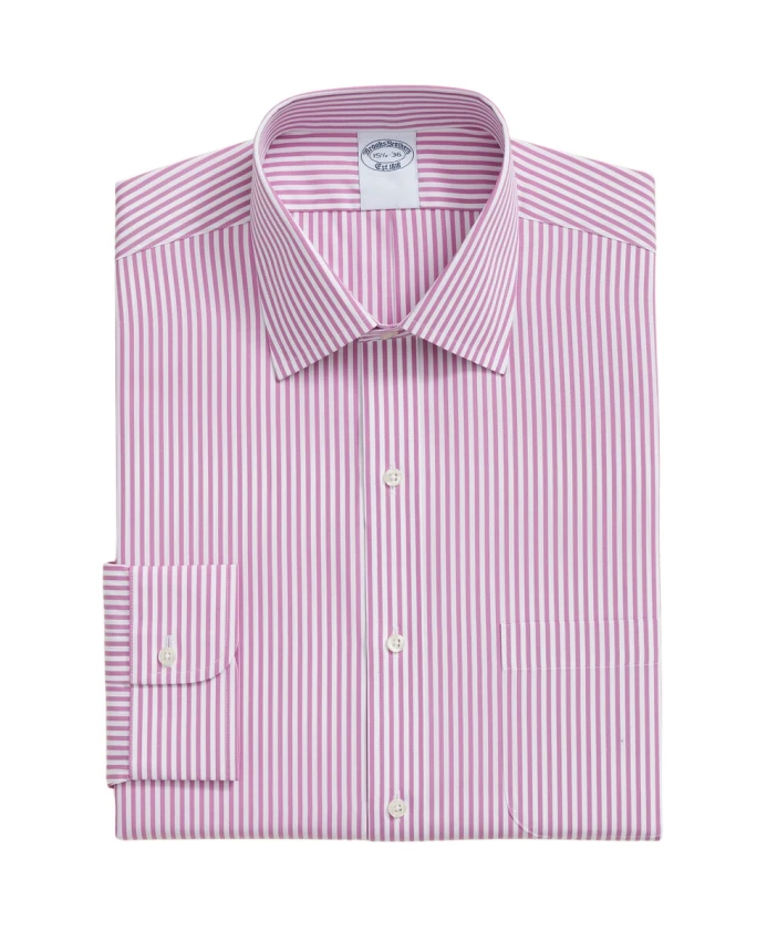 

Хлопковая рубашка в полоску стандартного кроя с воротником Эйнсли. Brooks Brothers, фиолетовый
